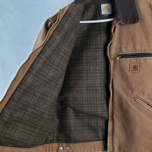 Carhartt Men's XL Blanket Lined Detroit Chore Jacket Brown Outdoor Work Coat - Picture 12 of 15
